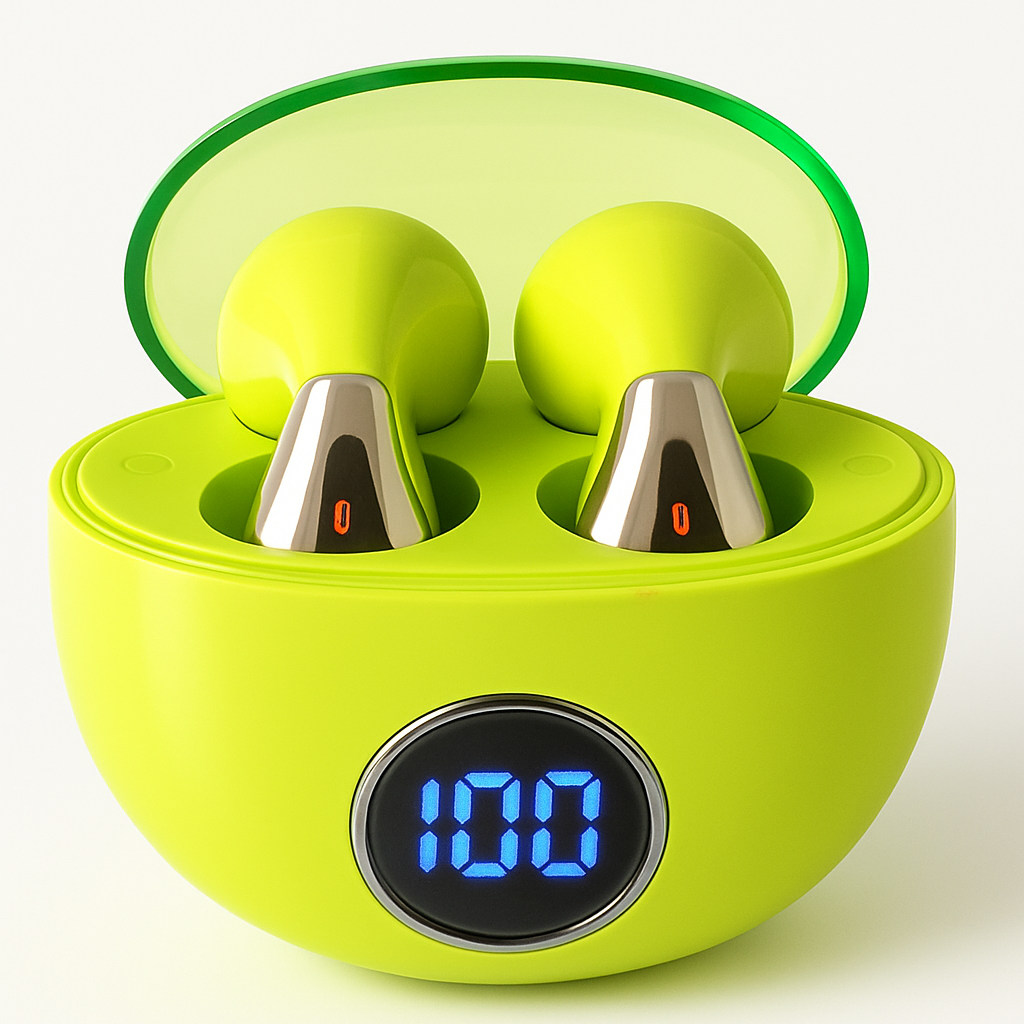 Wireless Earbuds with Digital Display Charging Case – Noise-Cancelling & Long Battery Life